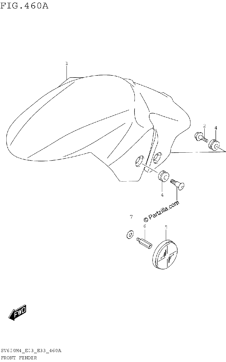 Diagrama de FRONT FENDER SV650M4 E03
