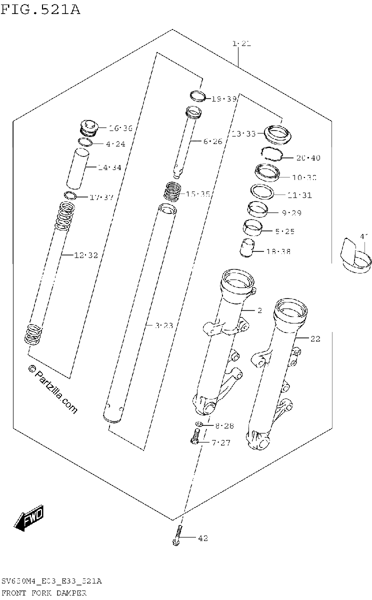 Diagrama de FRONT FORK DAMPER SV650M4 E03