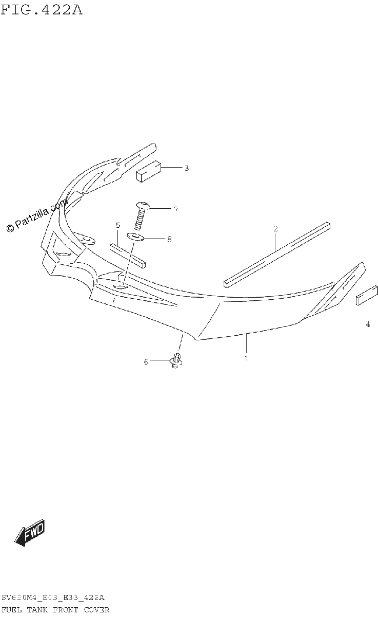 Diagrama de FUEL TANK FRONT COVER SV650M4 E03