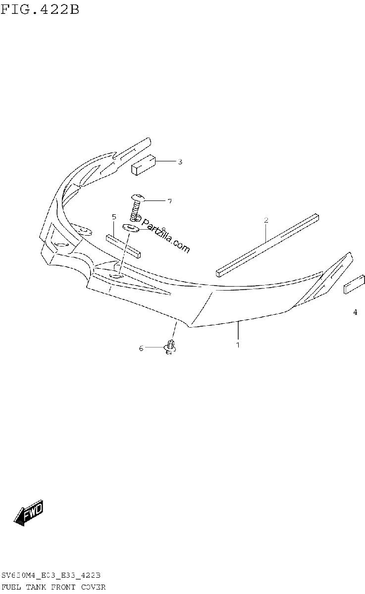Diagrama de FUEL TANK FRONT COVER SV650M4 E33