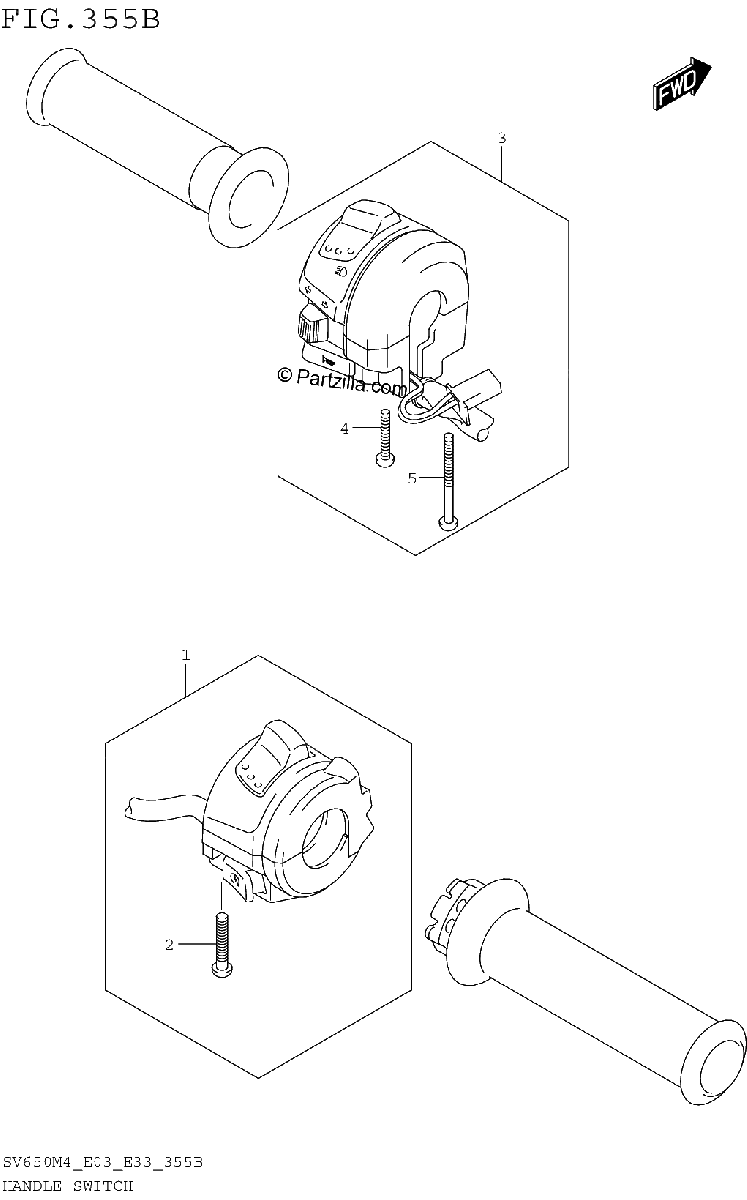 Diagrama de HANDLE SWITCH SV650M4 E33