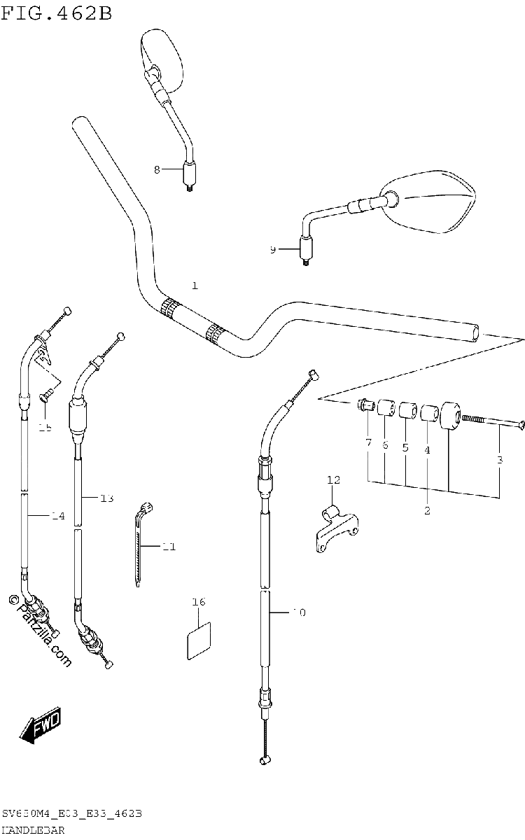 Diagrama de HANDLEBAR SV650M4 E33