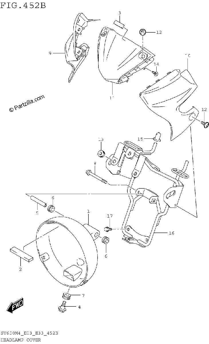 Diagrama de HEADLAMP COVER SV650M4 E33