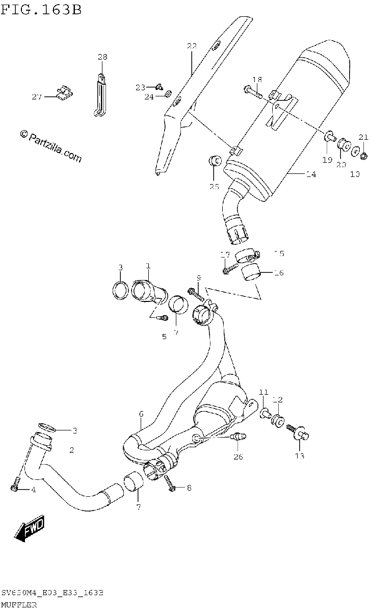 Diagrama de MUFFLER SV650M4 E33