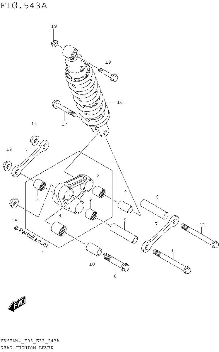Diagrama de REAR CUSHION LEVER SV650M4 E03