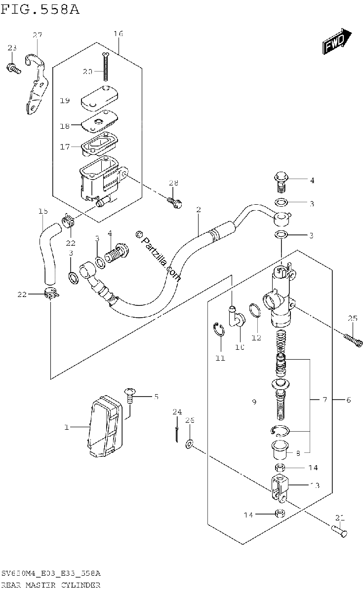 Diagrama de REAR MASTER CYLINDER SV650M4 E03