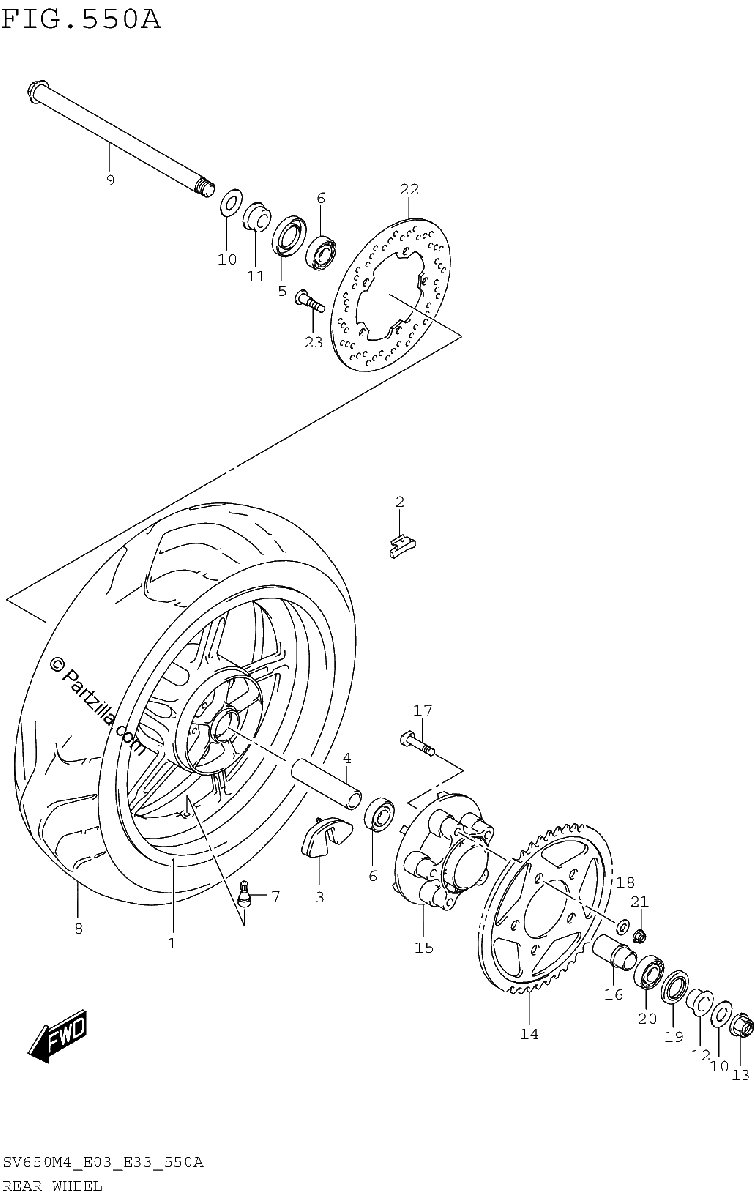 Diagrama de REAR WHEEL SV650M4 E03
