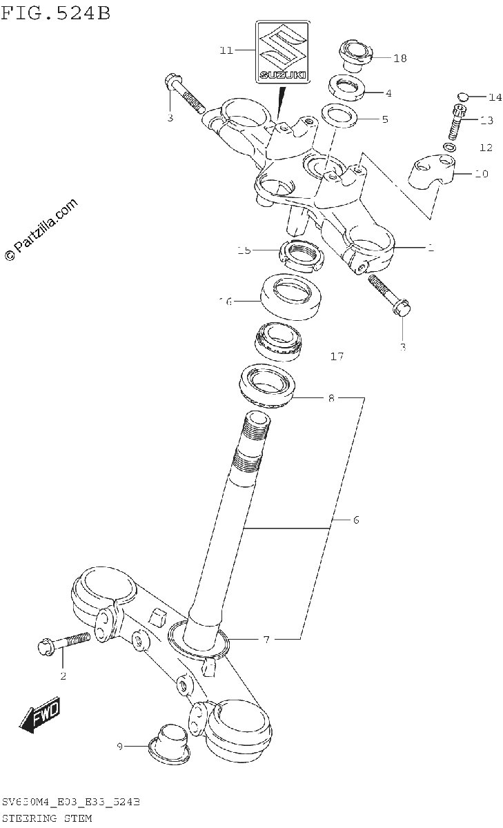 Diagrama de STEERING STEM SV650M4 E33