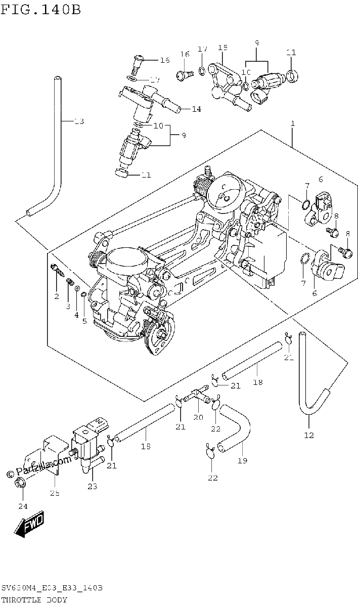 Diagrama de THROTTLE BODY SV650M4 E33