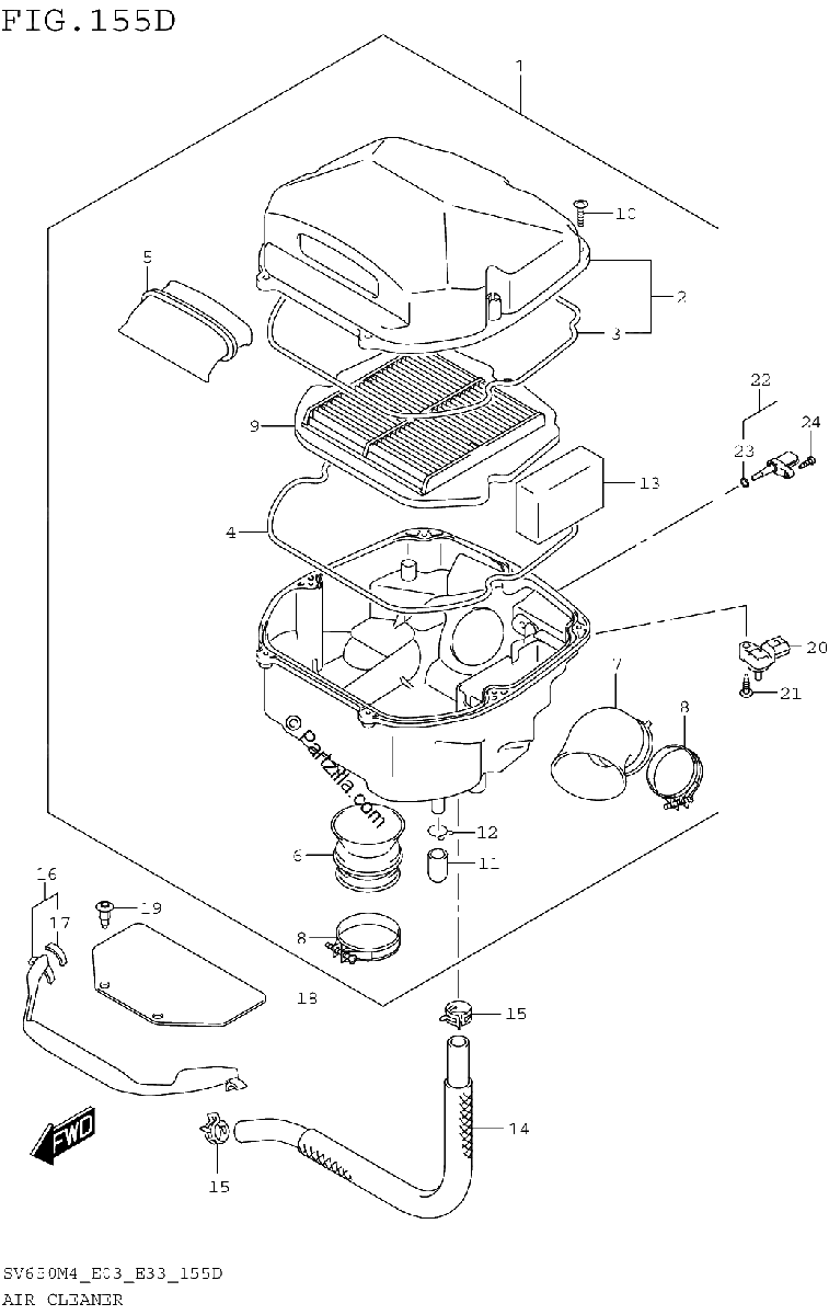 Diagrama de AIR CLEANER SV650AM4 E33