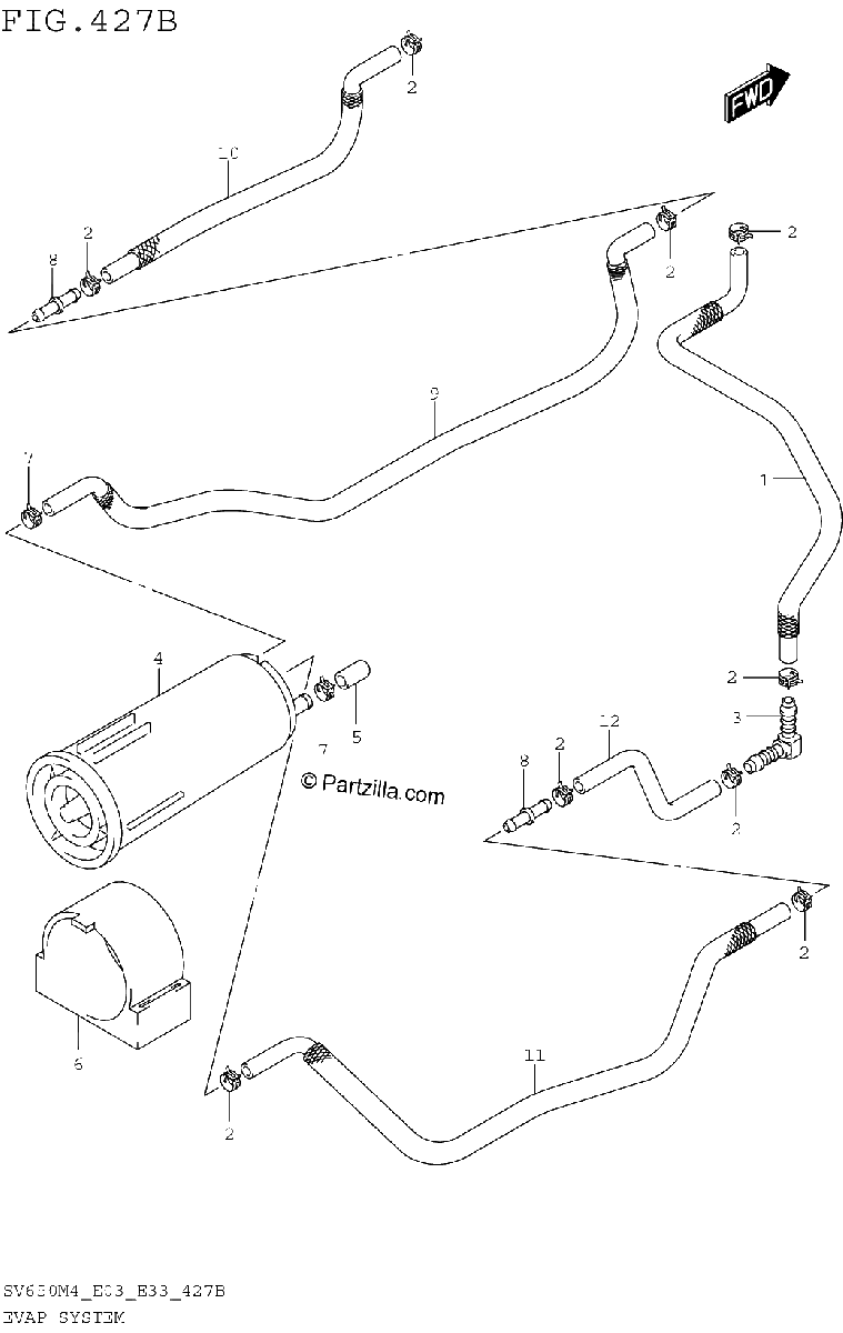Diagrama de EVAP SYSTEM SV650AM4 E33