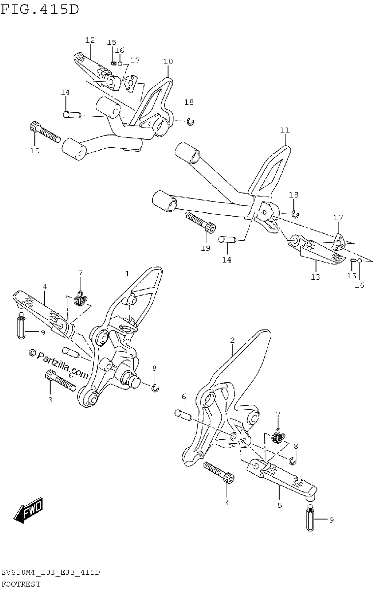 Diagrama de FOOTREST SV650AM4 E33