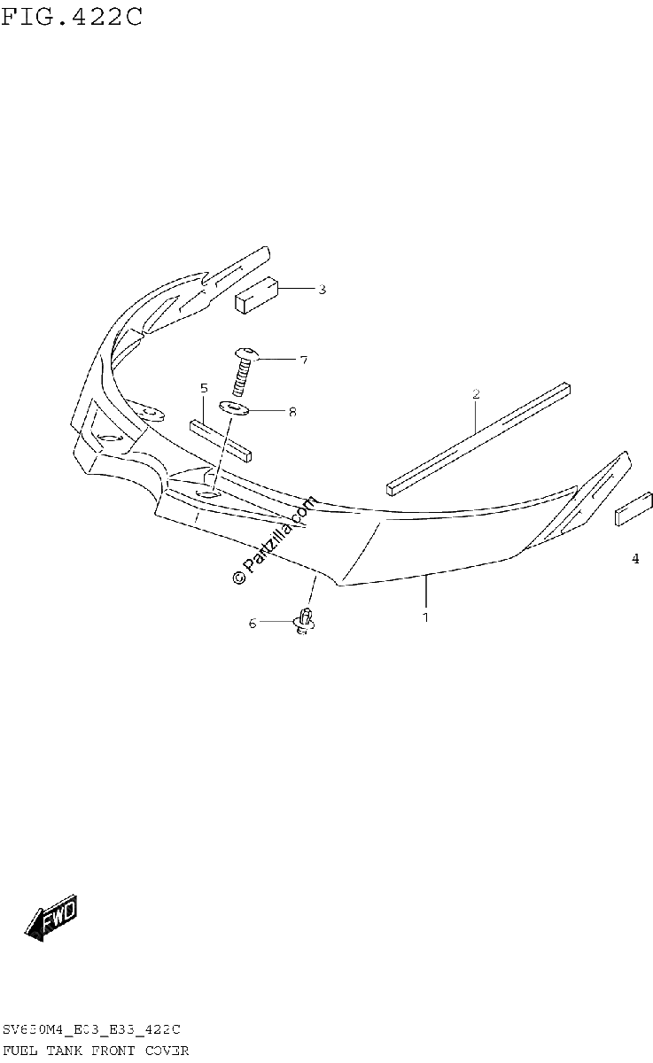 Diagrama de FUEL TANK FRONT COVER SV650AM4 E28