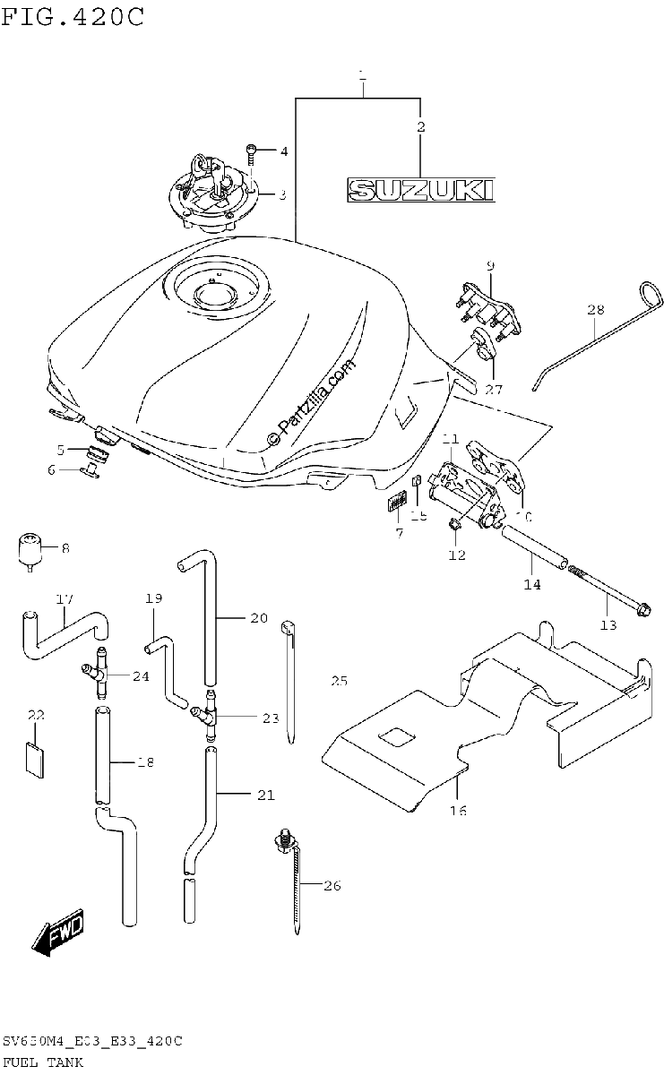 Diagrama de FUEL TANK SV650AM4 E28