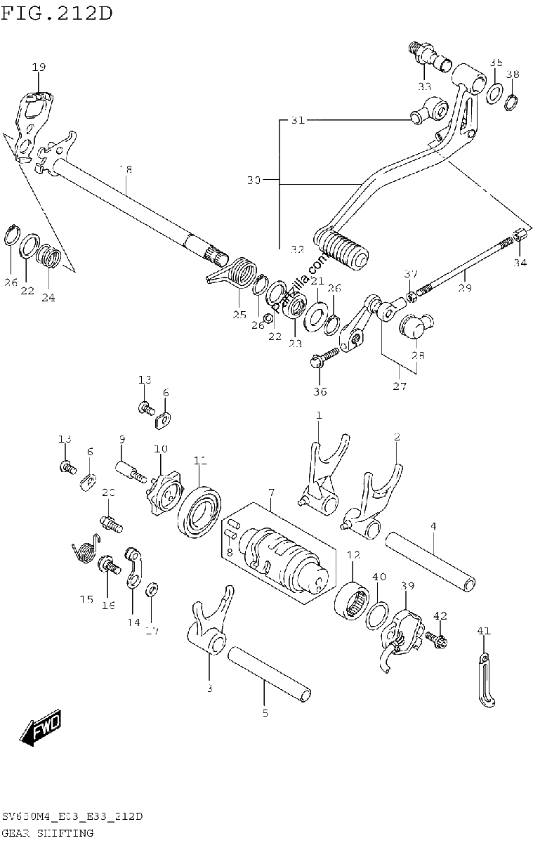 Diagrama de GEAR SHIFTING SV650AM4 E33
