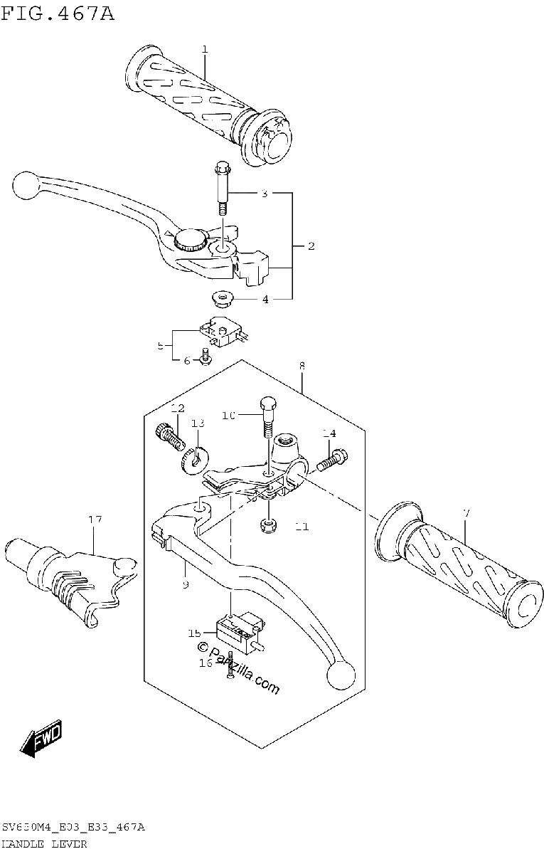 Diagrama de HANDLE LEVER