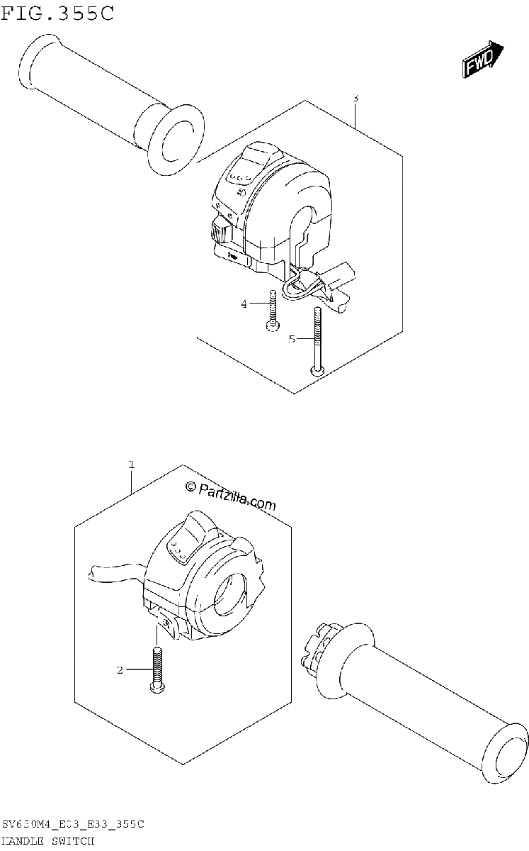 Diagrama de HANDLE SWITCH SV650AM4 E28