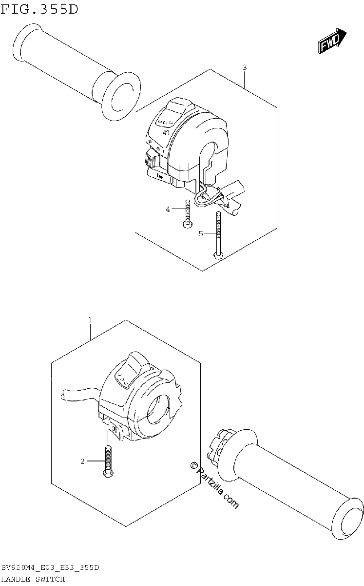 Diagrama de HANDLE SWITCH SV650AM4 E33