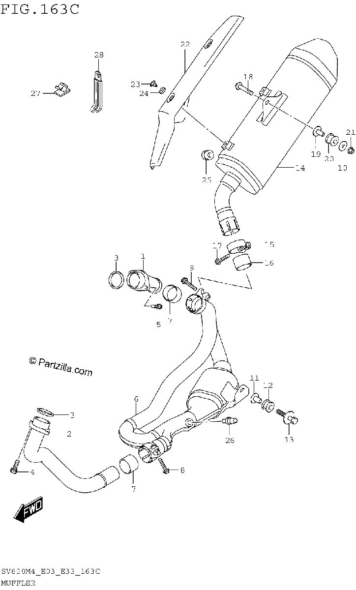 Diagrama de MUFFLER SV650AM4 E28