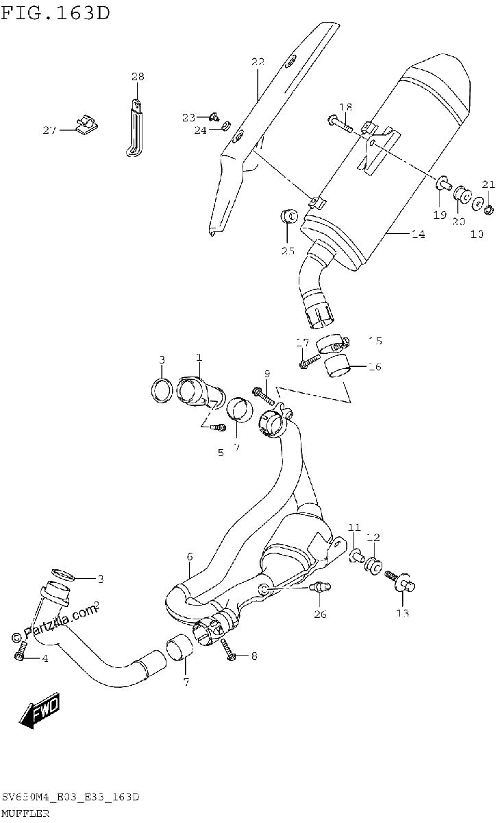 Diagrama de MUFFLER SV650AM4 E33