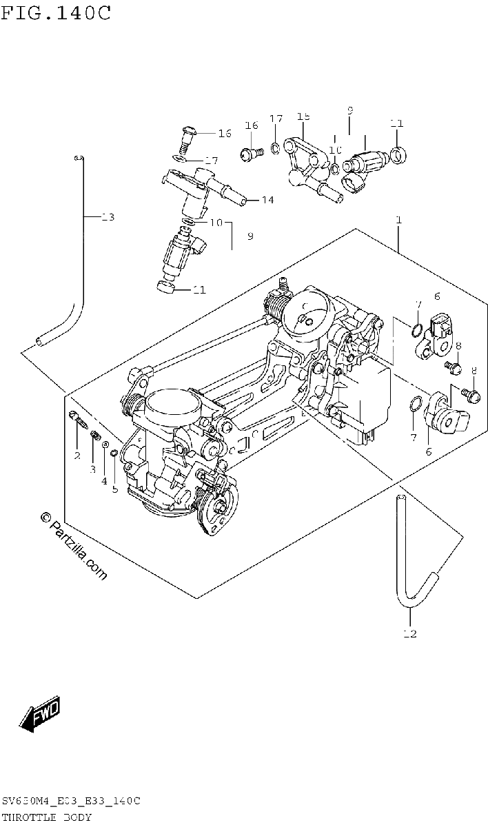 Diagrama de THROTTLE BODY SV650AM4 E28