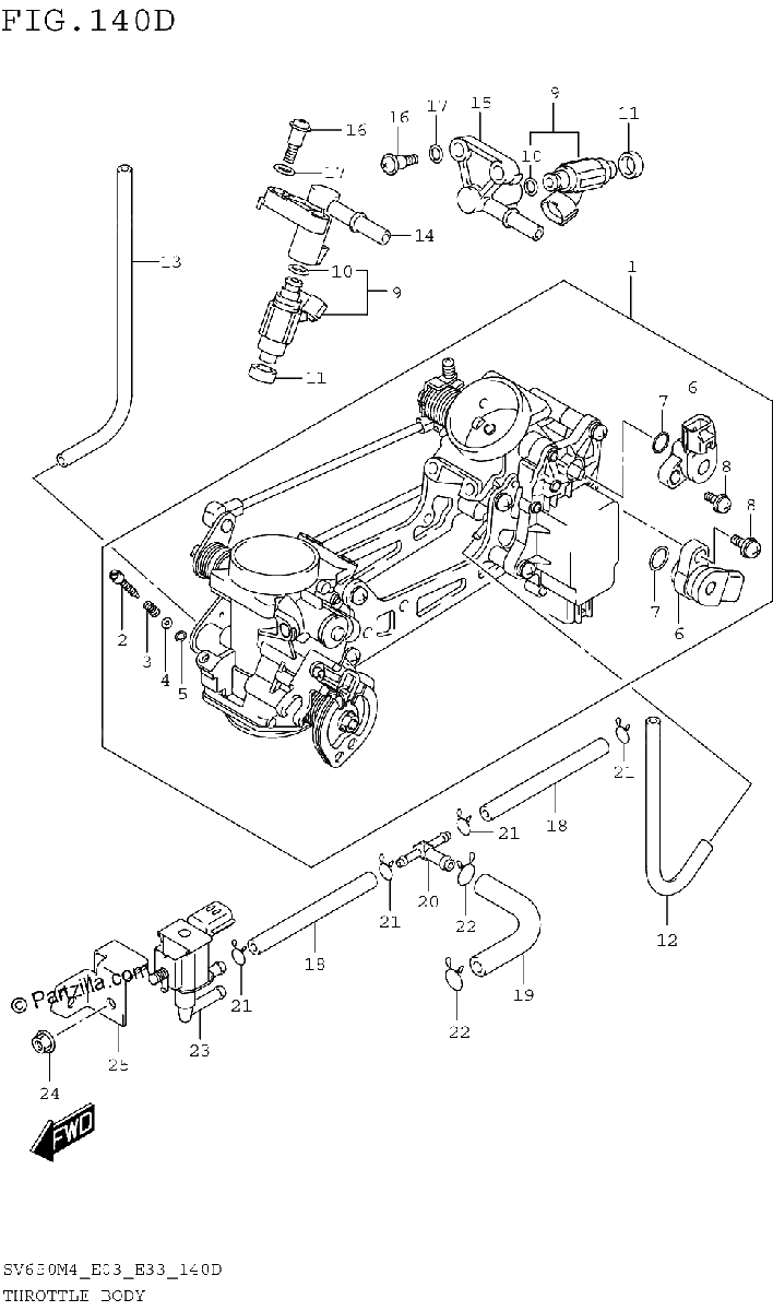 Diagrama de THROTTLE BODY SV650AM4 E33