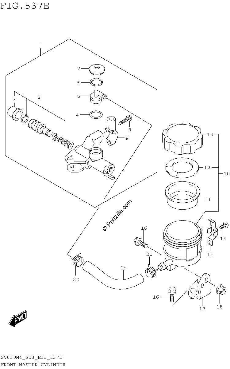 Diagrama de FRONT MASTER CYLINDER SV650XAM4 E28