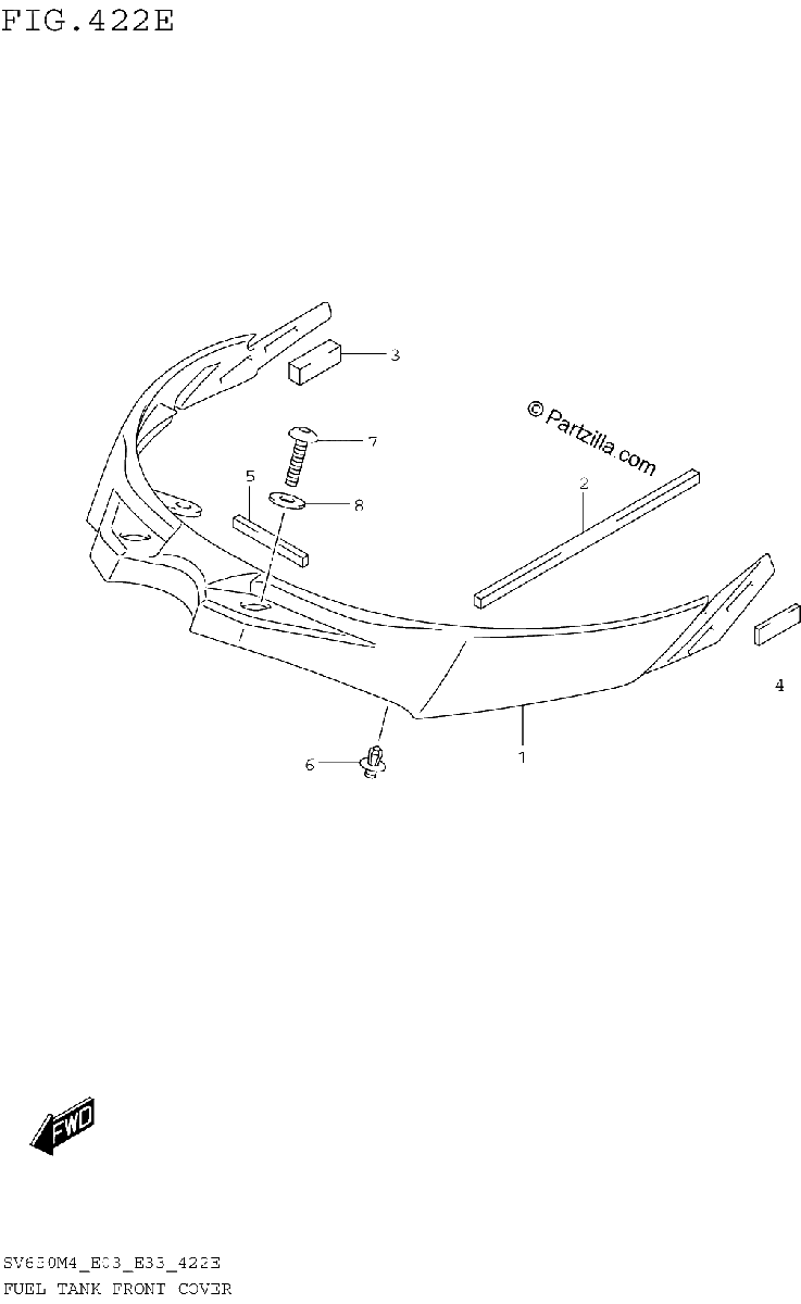 Diagrama de FUEL TANK FRONT COVER SV650XAM4 E28