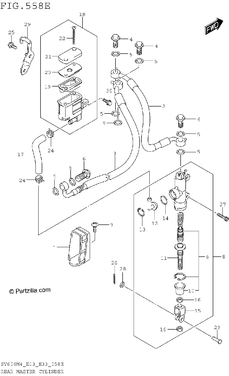Diagrama de REAR MASTER CYLINDER SV650XAM4 E28