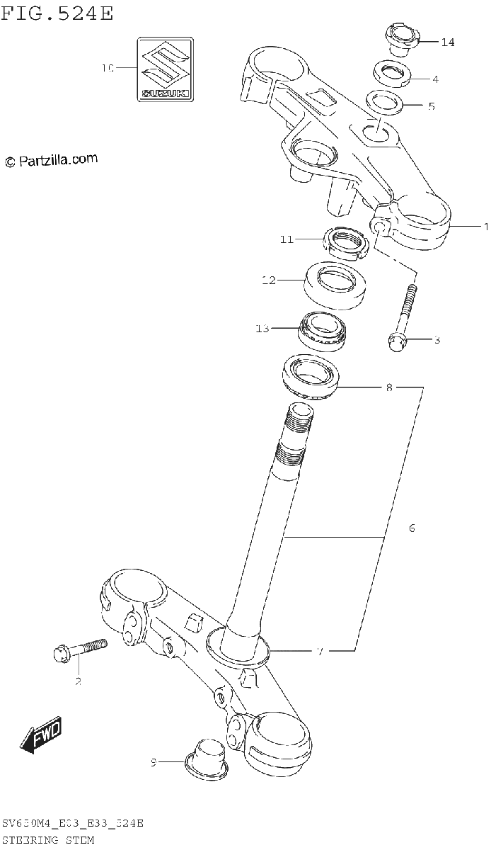 Diagrama de STEERING STEM SV650XAM4 E28