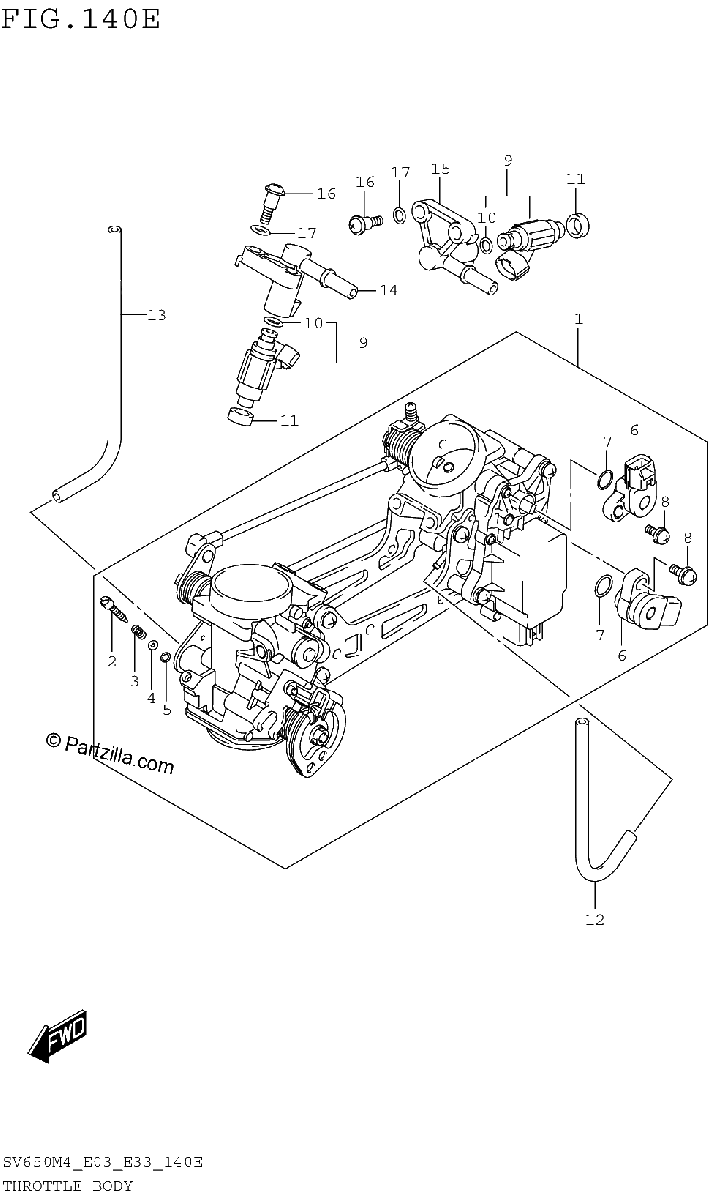 Diagrama de THROTTLE BODY SV650XAM4 E28