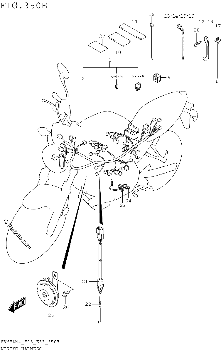 Diagrama de WIRING HARNESS SV650XAM4 E28