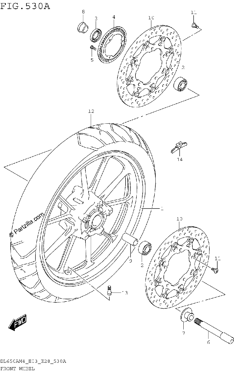 Diagrama de FRONT WHEEL DL650AM4 E03