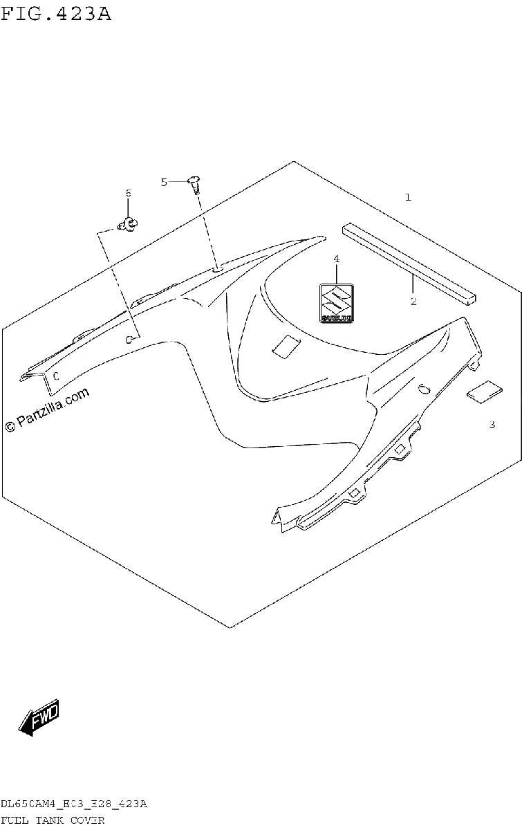 Diagrama de FUEL TANK COVER DL650AM4 E03