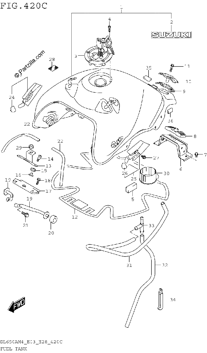Diagrama de FUEL TANK DL650AM4 E33