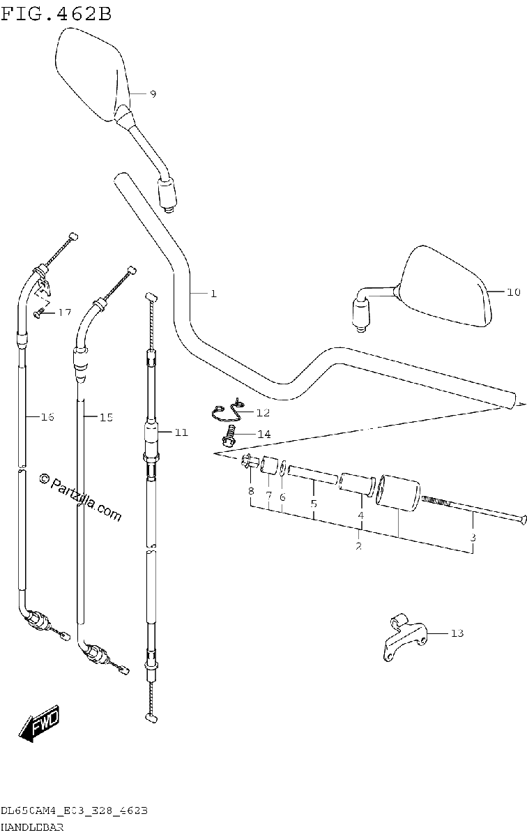 Diagrama de HANDLEBAR DL650AM4 E28