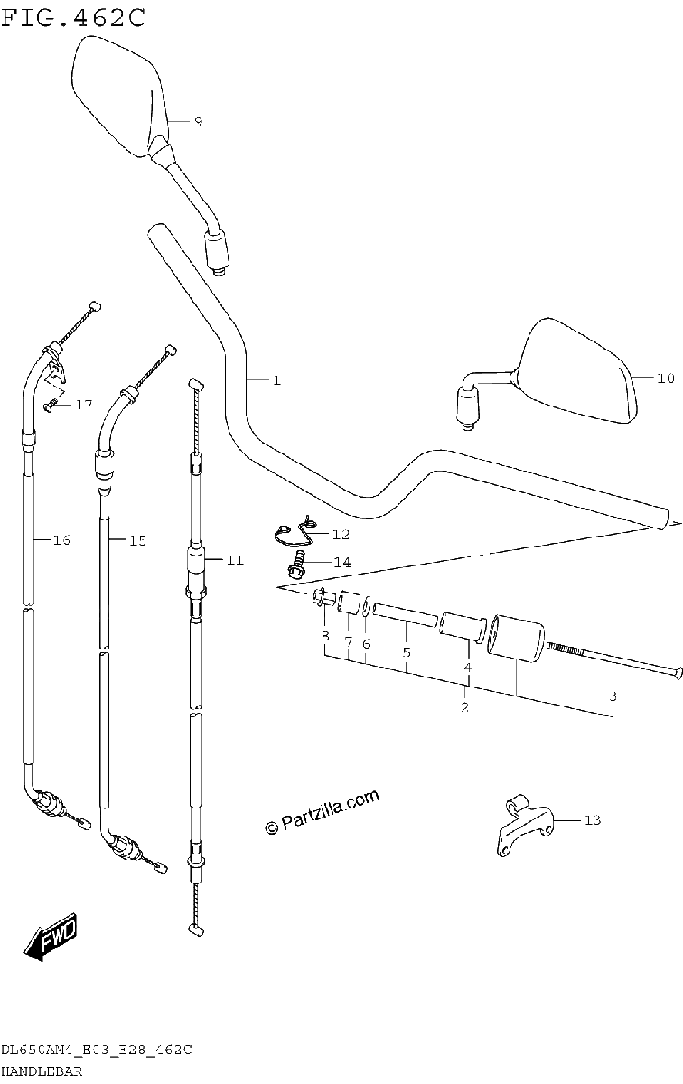 Diagrama de HANDLEBAR DL650AM4 E33