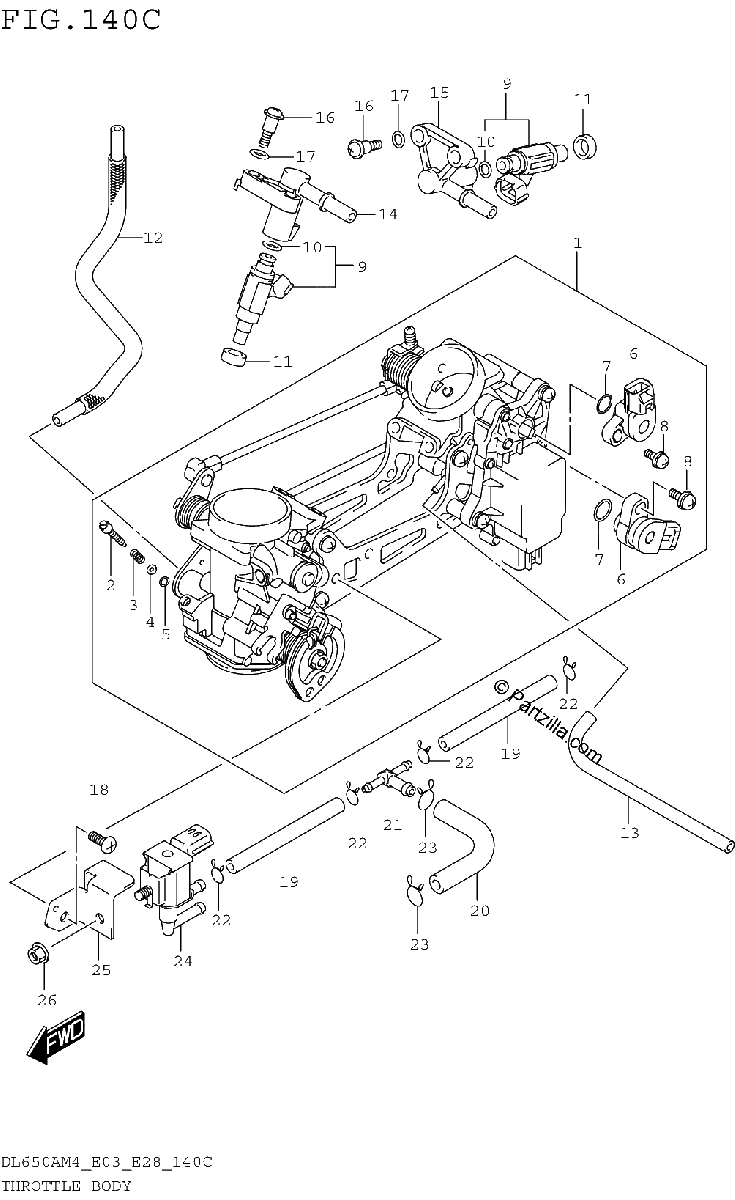 Diagrama de THROTTLE BODY DL650AM4 E33
