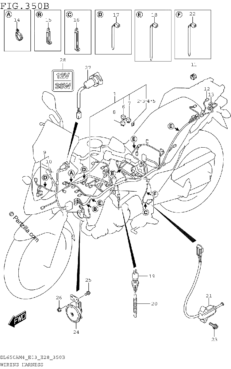 Diagrama de WIRING HARNESS DL650AM4 E28
