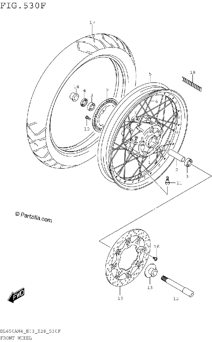 Diagrama de FRONT WHEEL DL650XAM4 E33