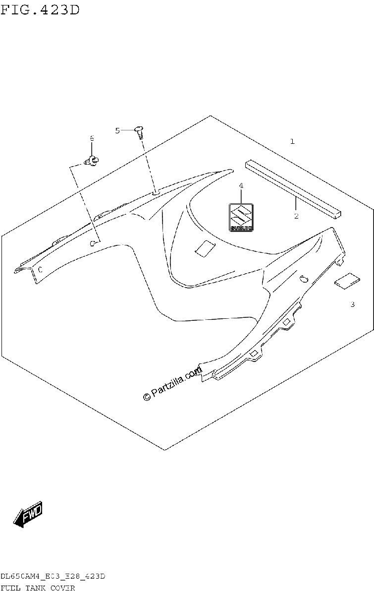 Diagrama de FUEL TANK COVER DL650XAM4 E03