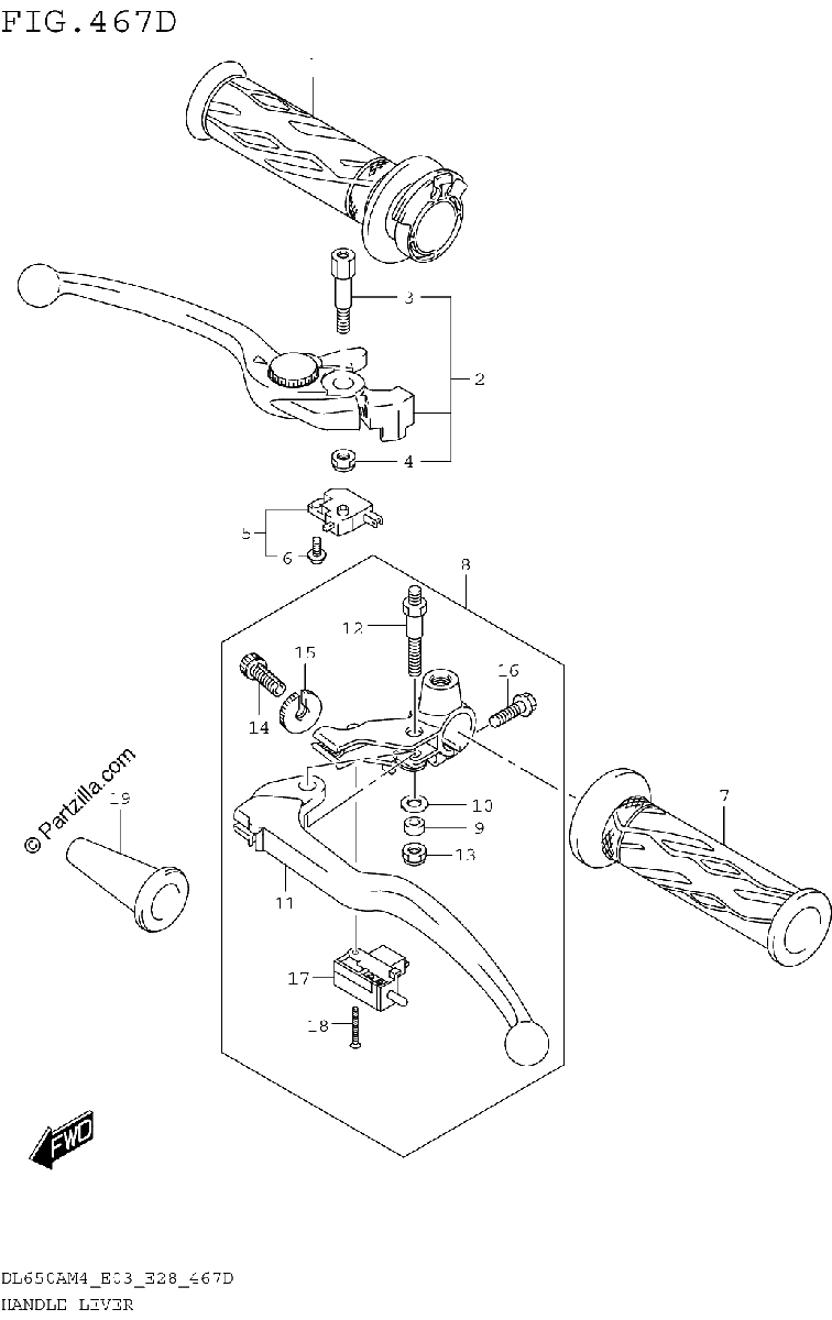 Diagrama de HANDLE LEVER DL650XAM4 E03