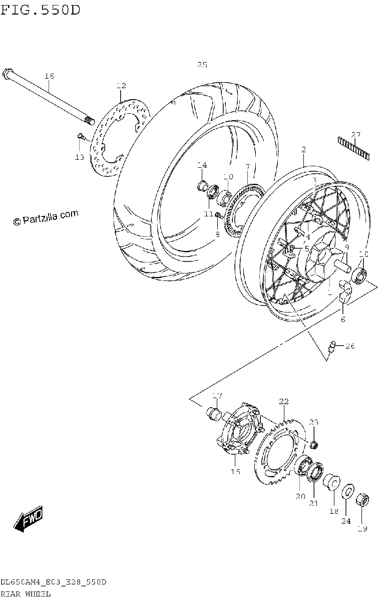 Diagrama de REAR WHEEL DL650XAM4 E03