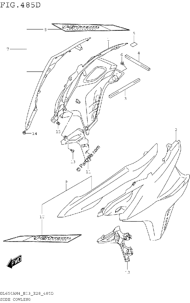 Diagrama de SIDE COWLING DL650XAM4 E03