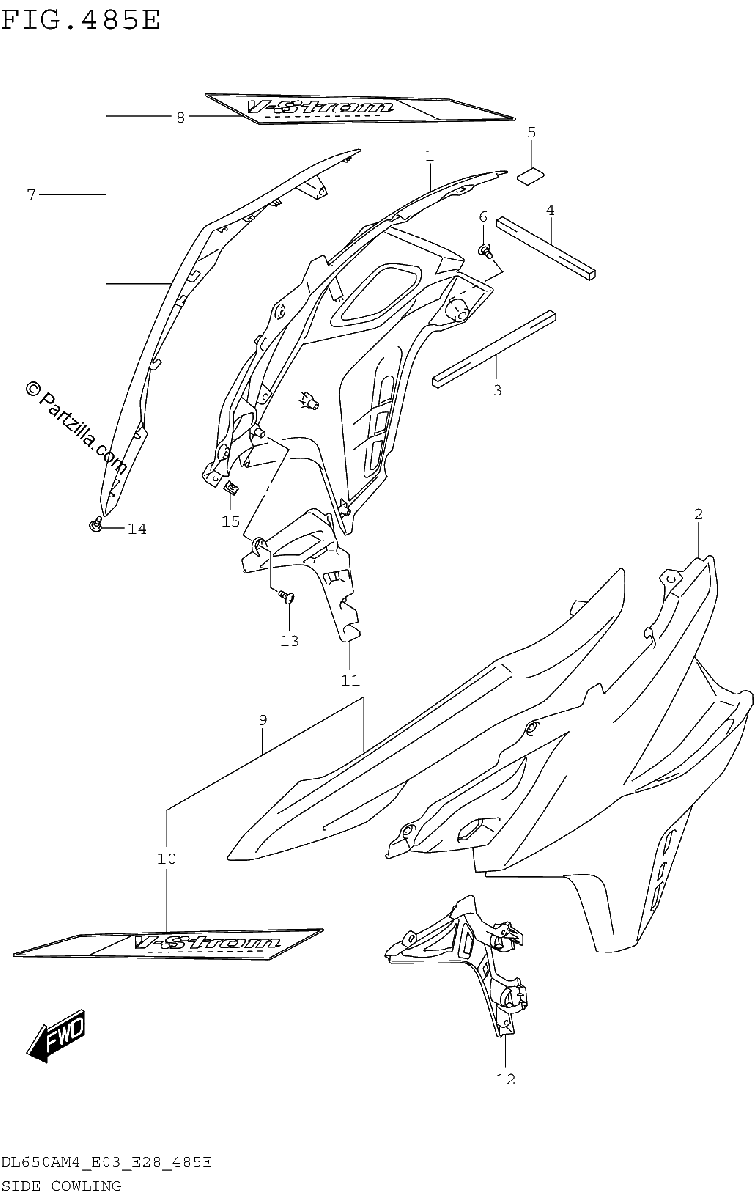 Diagrama de SIDE COWLING DL650XAM4 E28