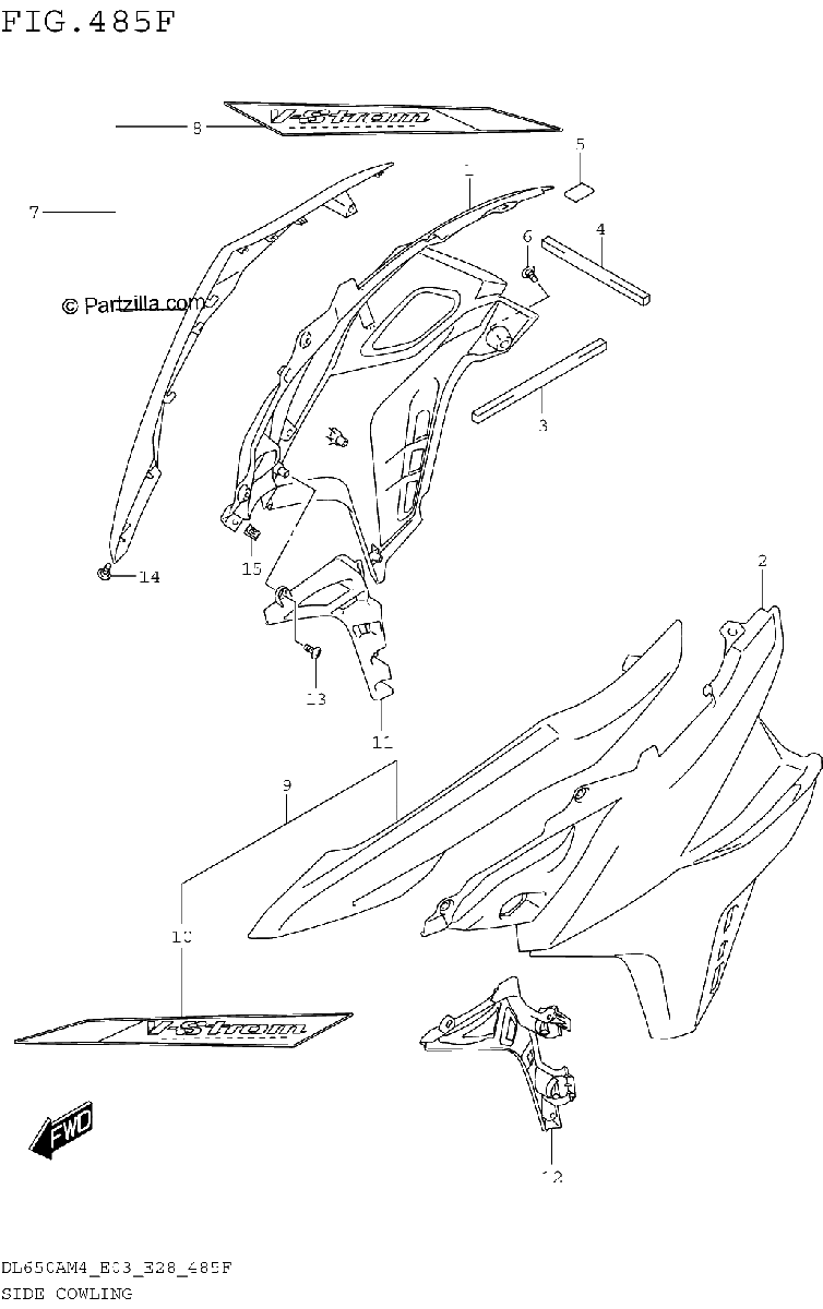 Diagrama de SIDE COWLING DL650XAM4 E33