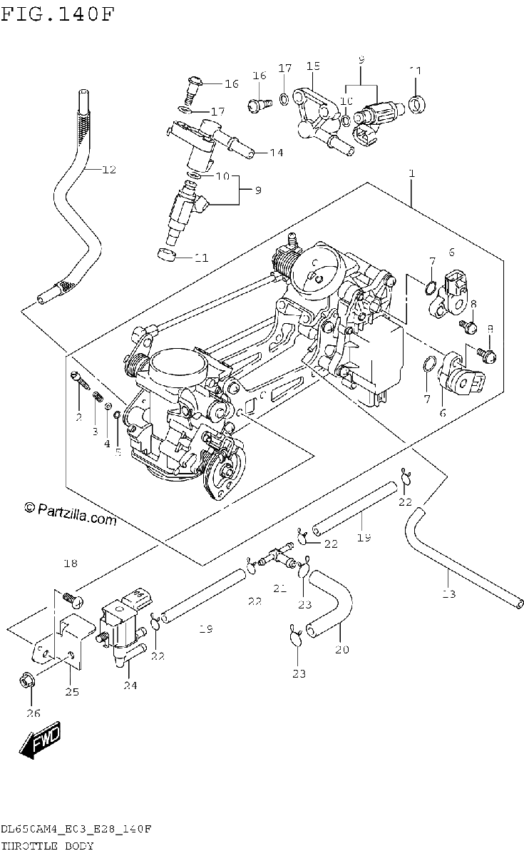 Diagrama de THROTTLE BODY DL650XAM4 E33