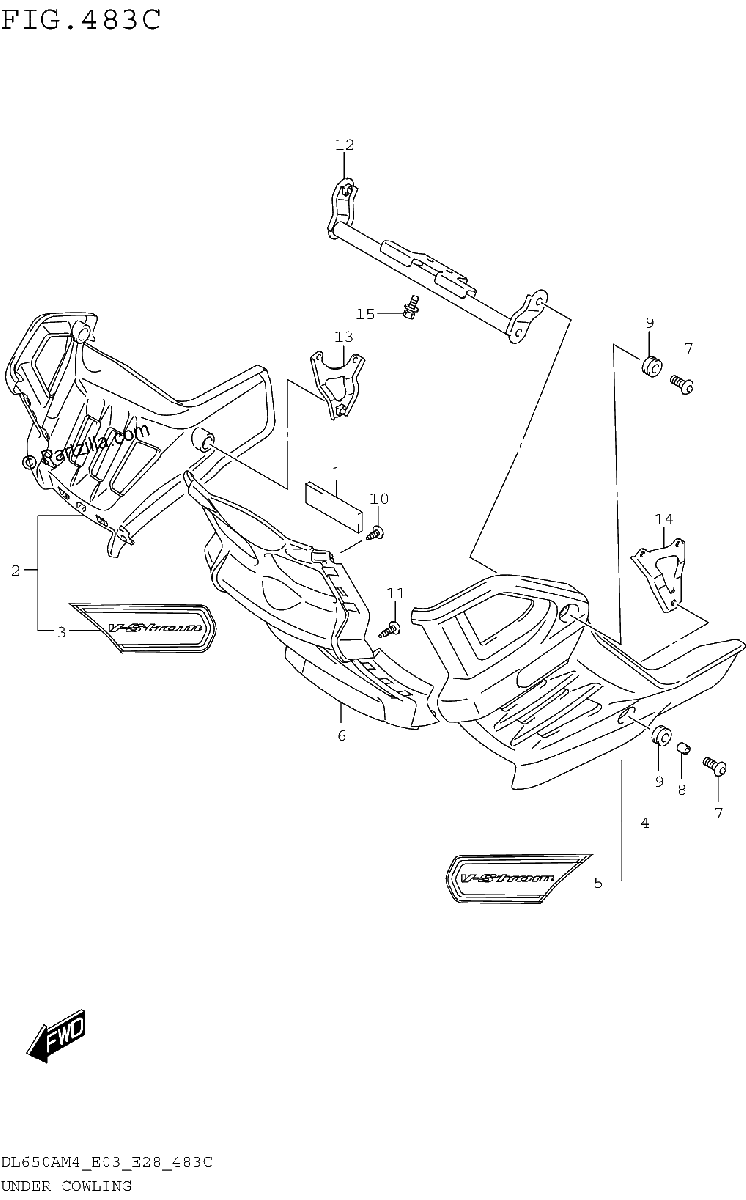 Diagrama de UNDER COWLING DL650XAM4 E33