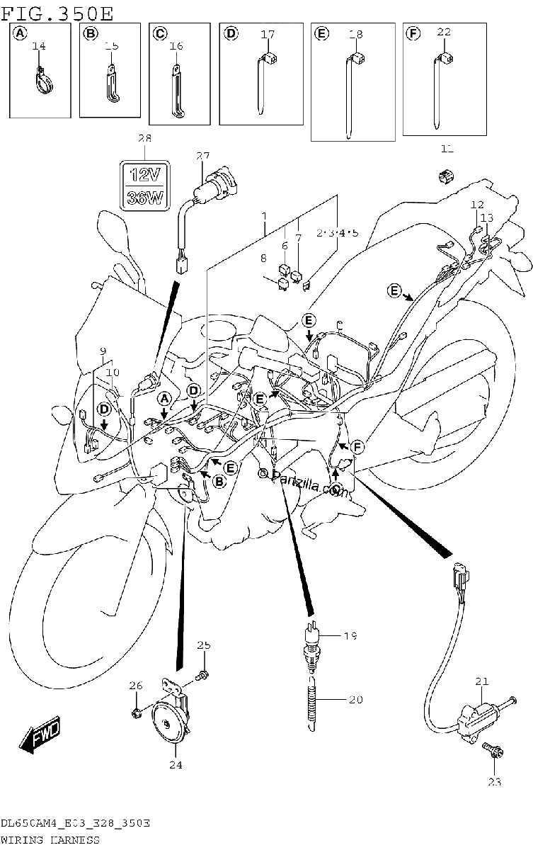 Diagrama de WIRING HARNESS DL650XAM4 E28