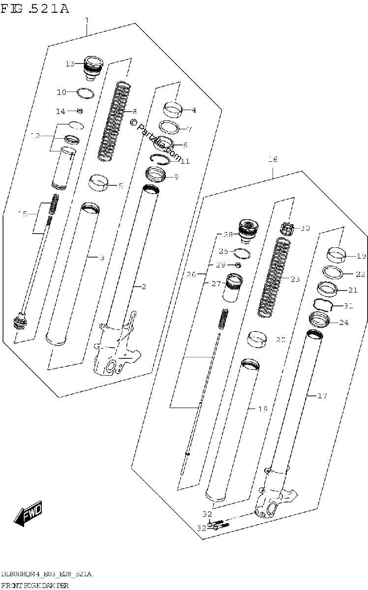 Diagrama de FRONT FORK DAMPER